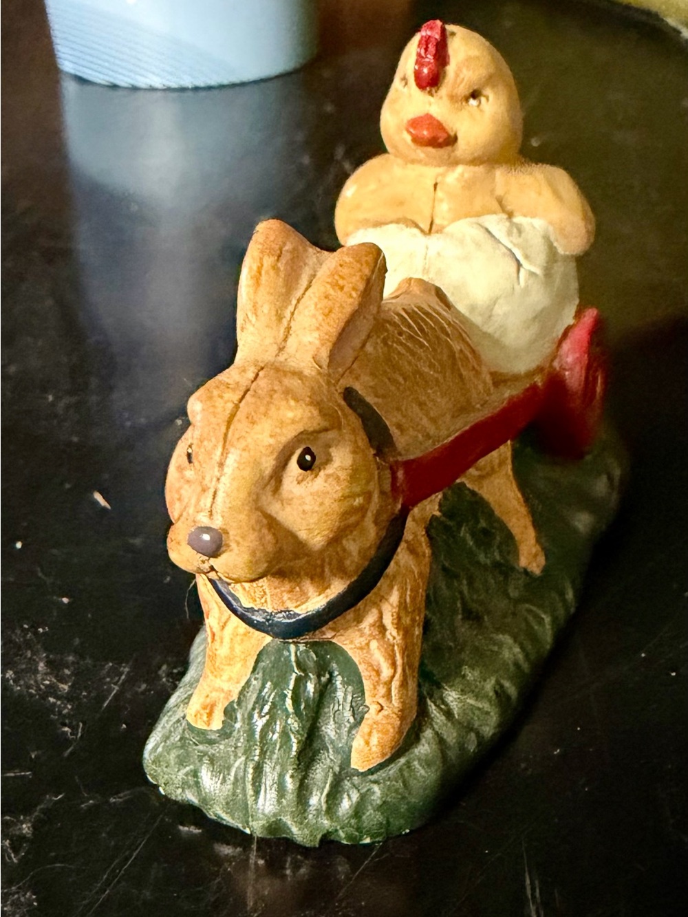 Rustic Rabbit & Chick Resin Figurine - Tan and Yellow Home Accent